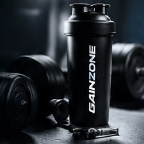 Gainzone Shaker und Hanteln
